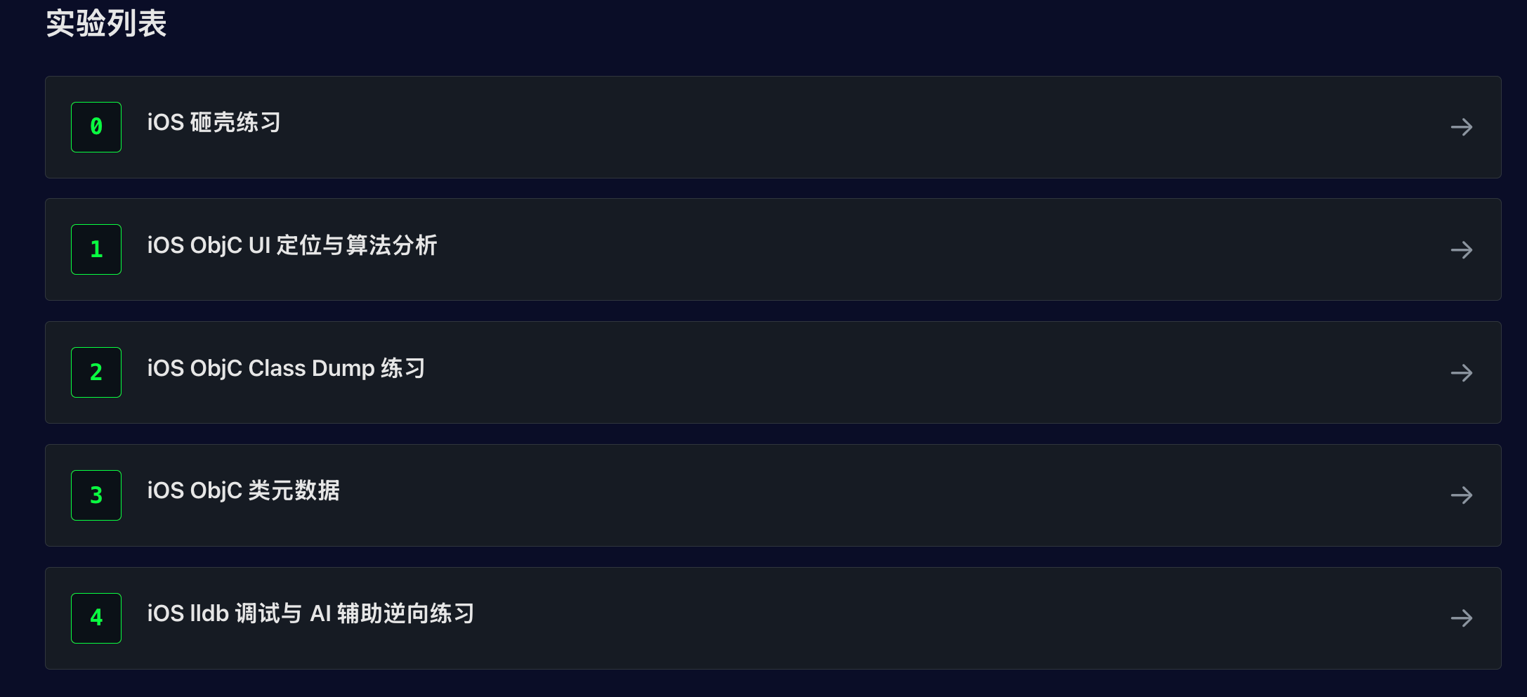在线练习靶场实验列表